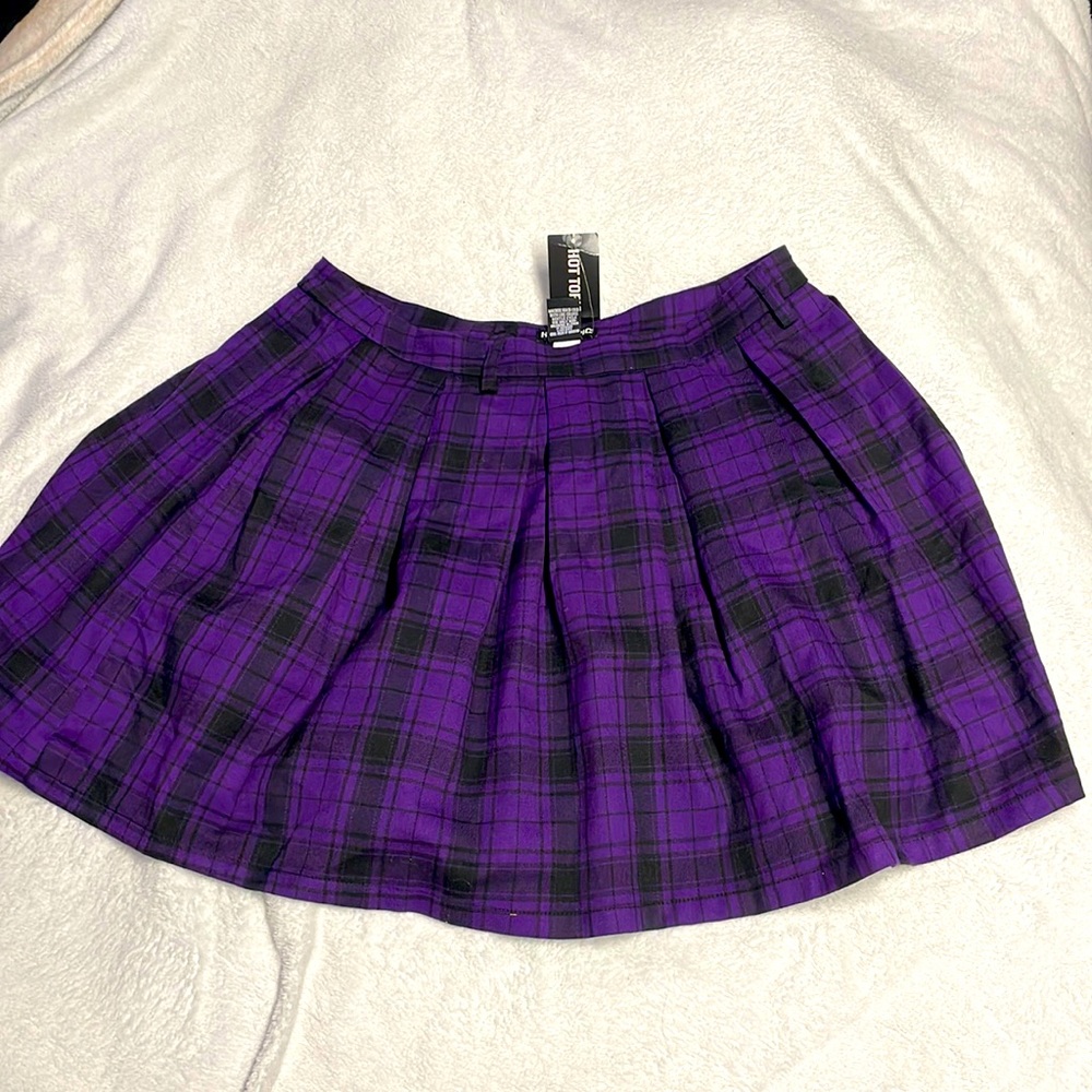 Medium Purple plaid pleated skirt from hot topic
